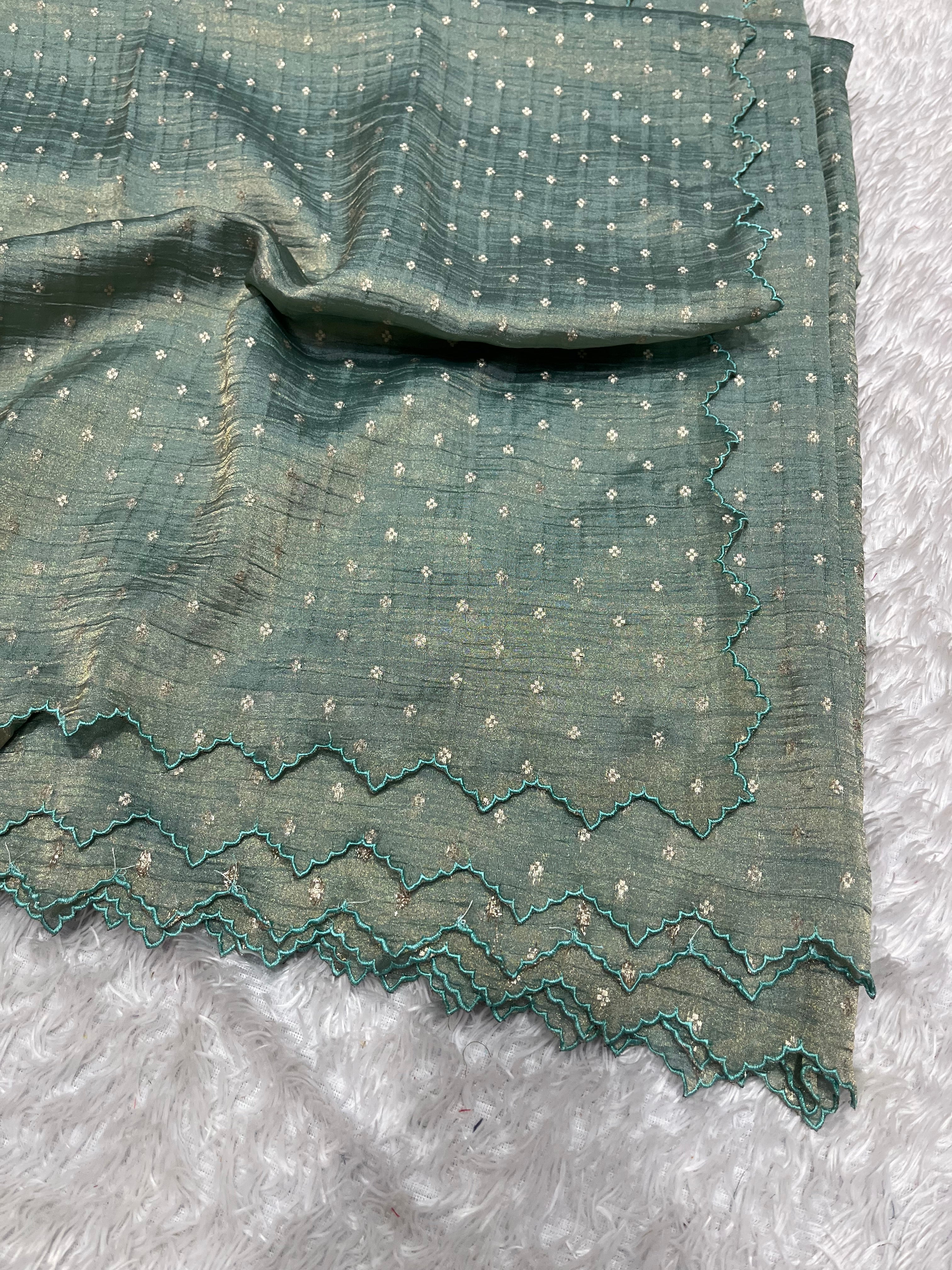 Pure handloom Banarasi tissue with scalping (pure2000)