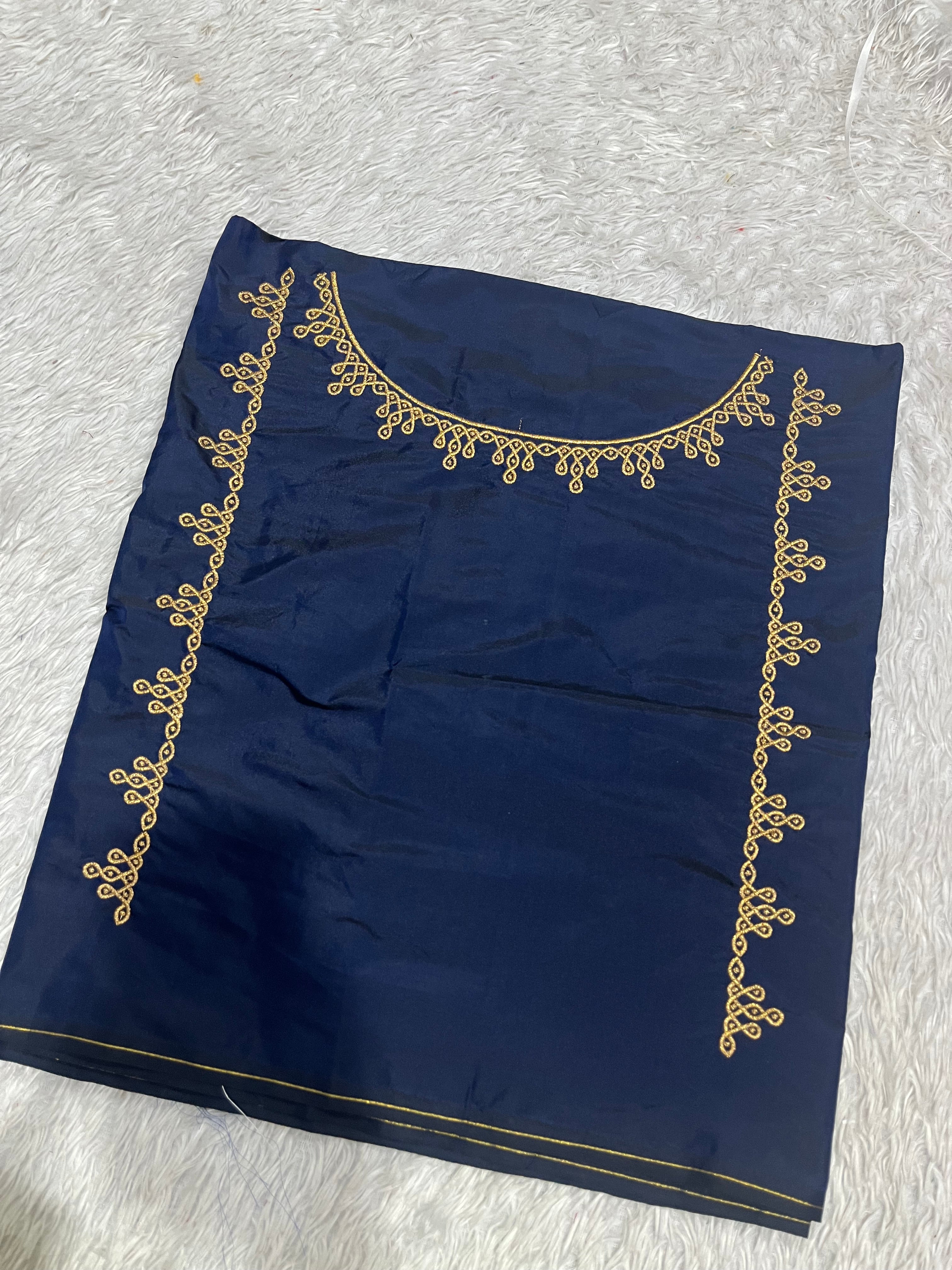 Kolam design ( navy blue ) computer work blouse ( K450 )
