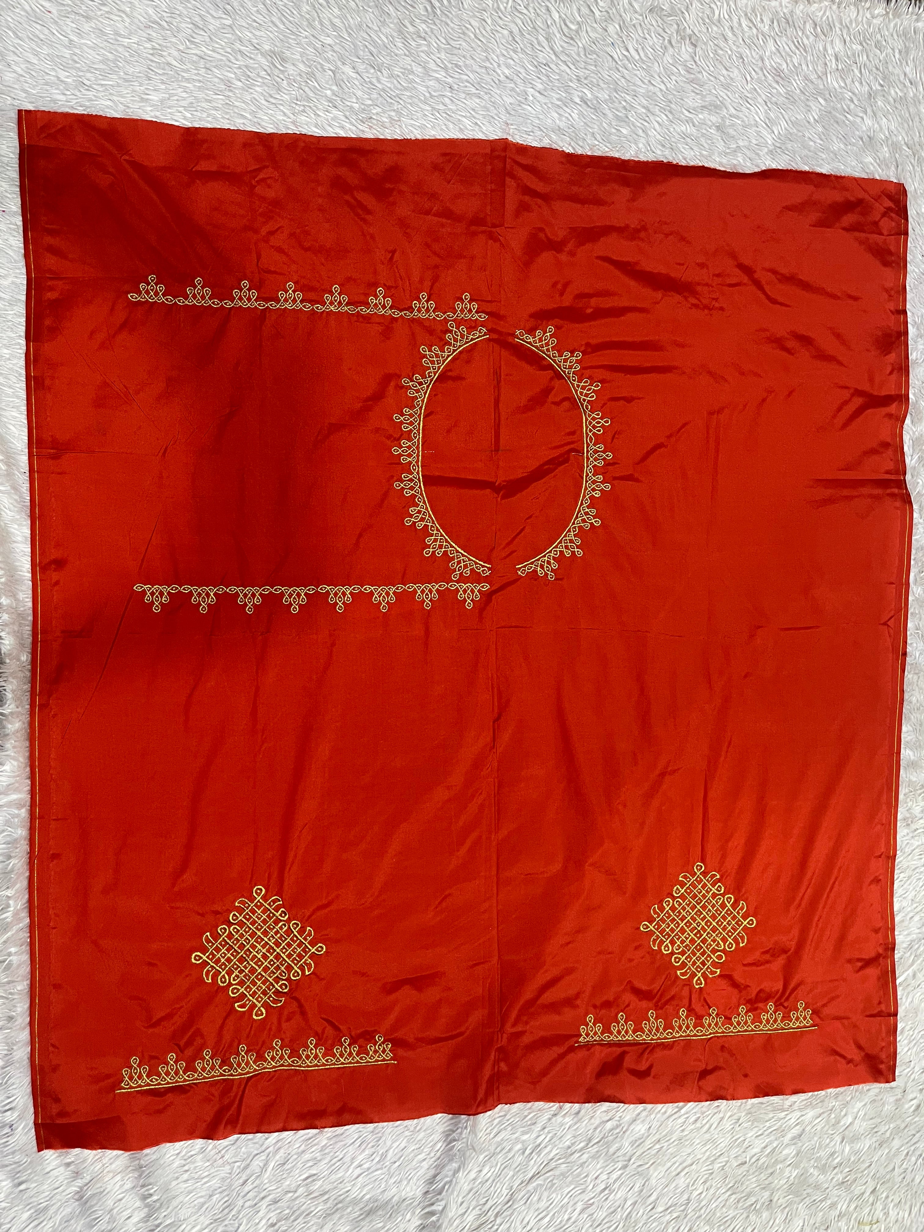 Kolam design ( orange ) computer work blouse ( K450 )