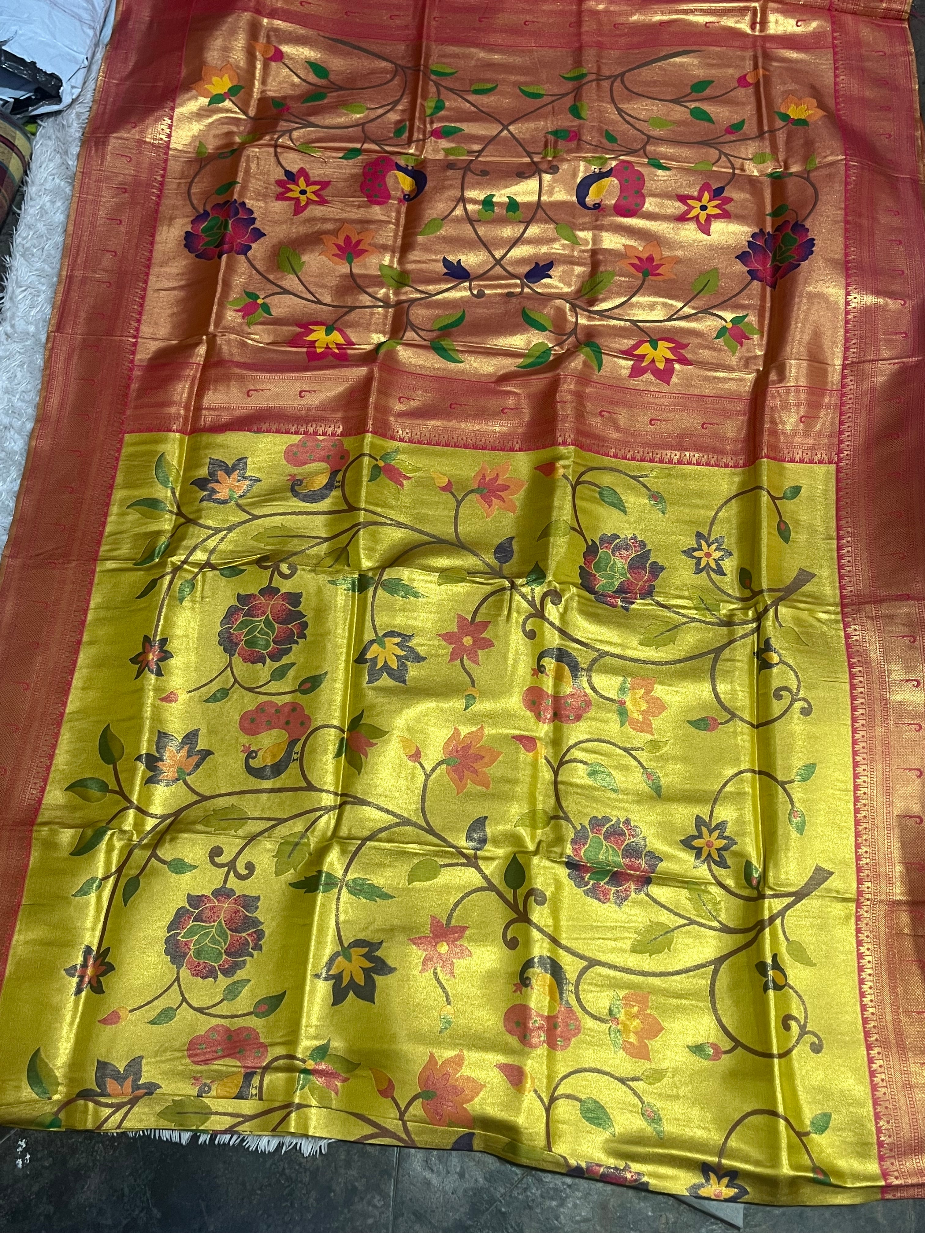 Yellow paithani  ( code -101 )