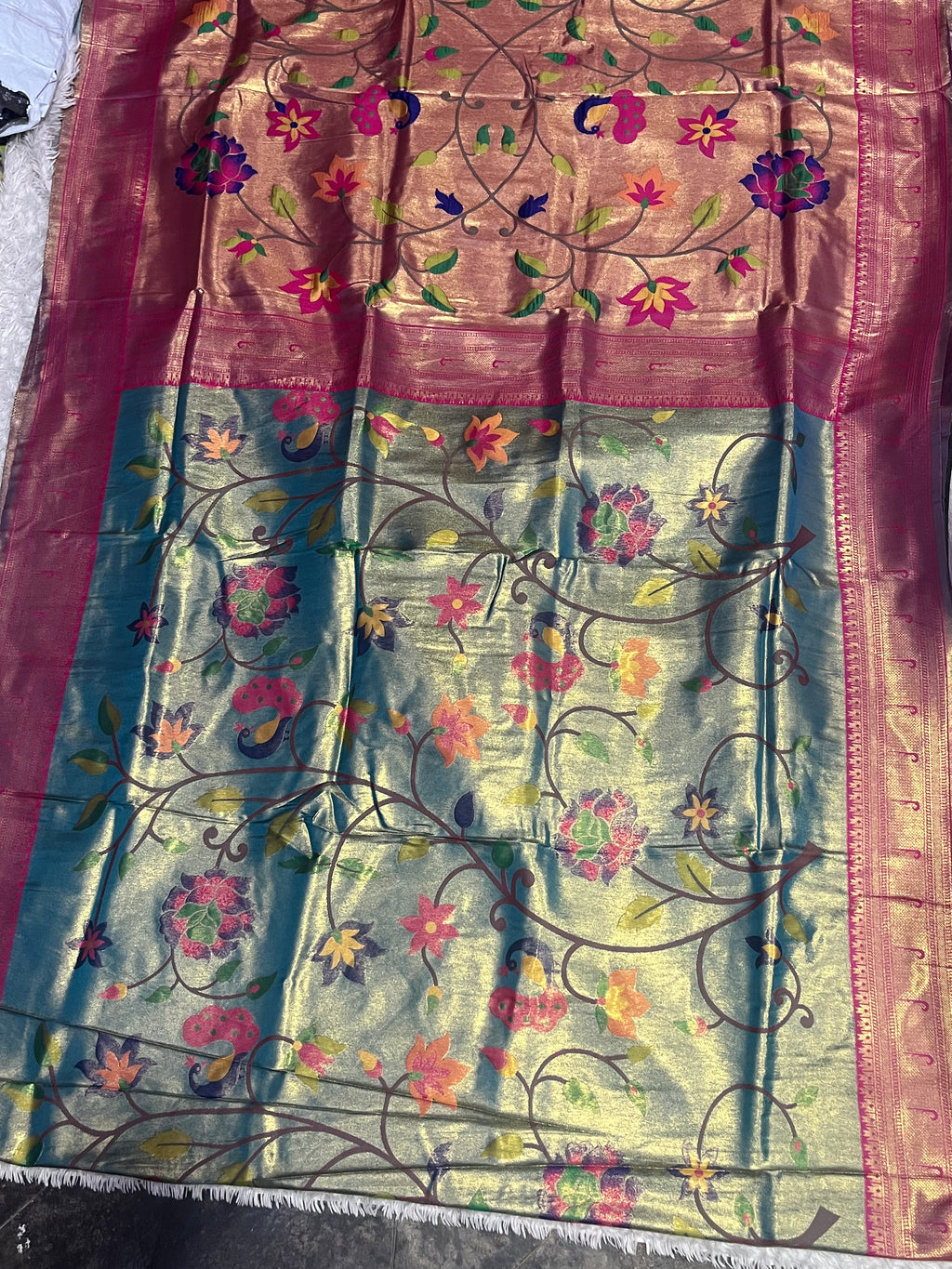 Blue tissue paithani ( code -101 )
