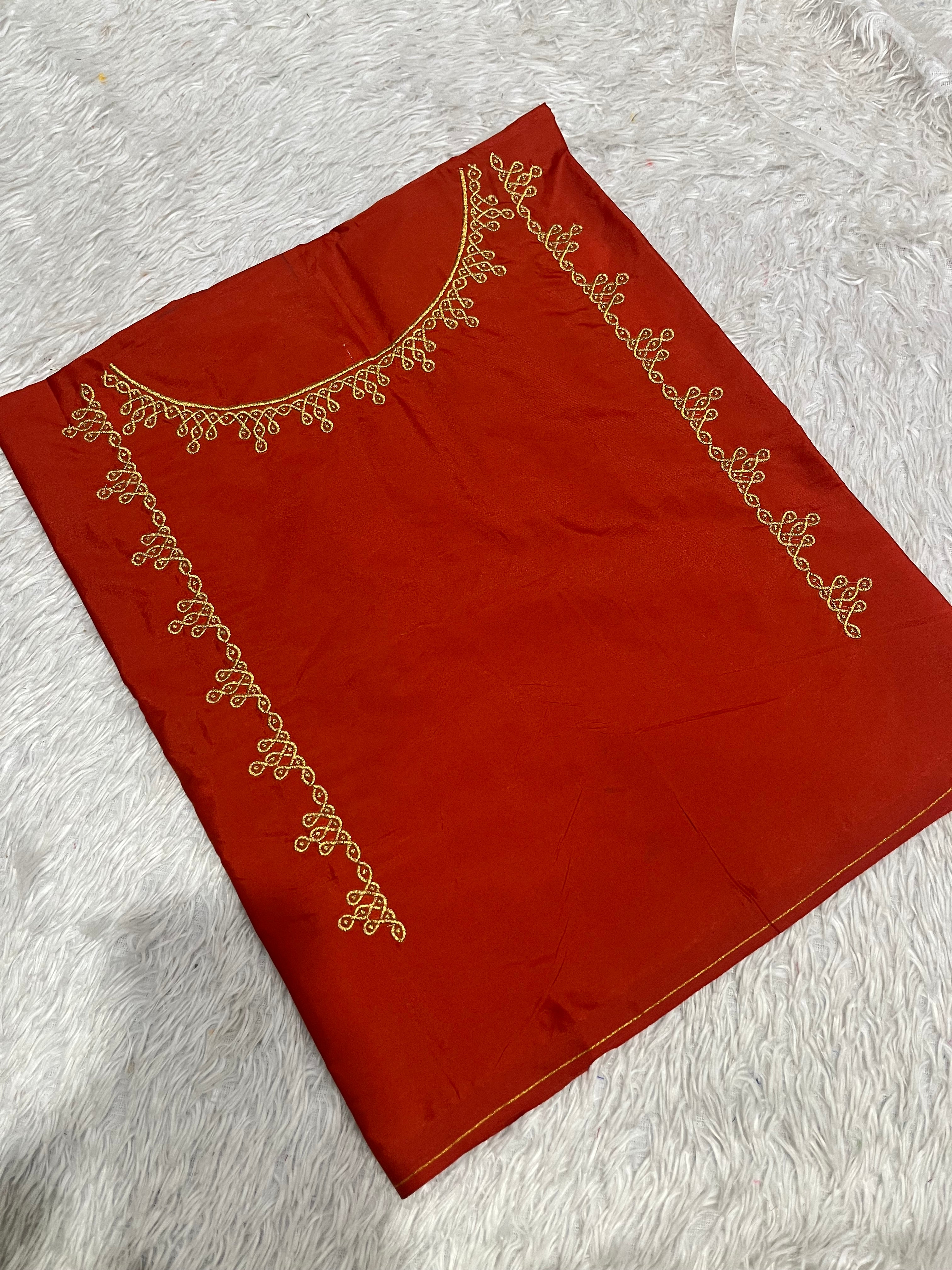 Kolam design ( orange ) computer work blouse ( K450 )