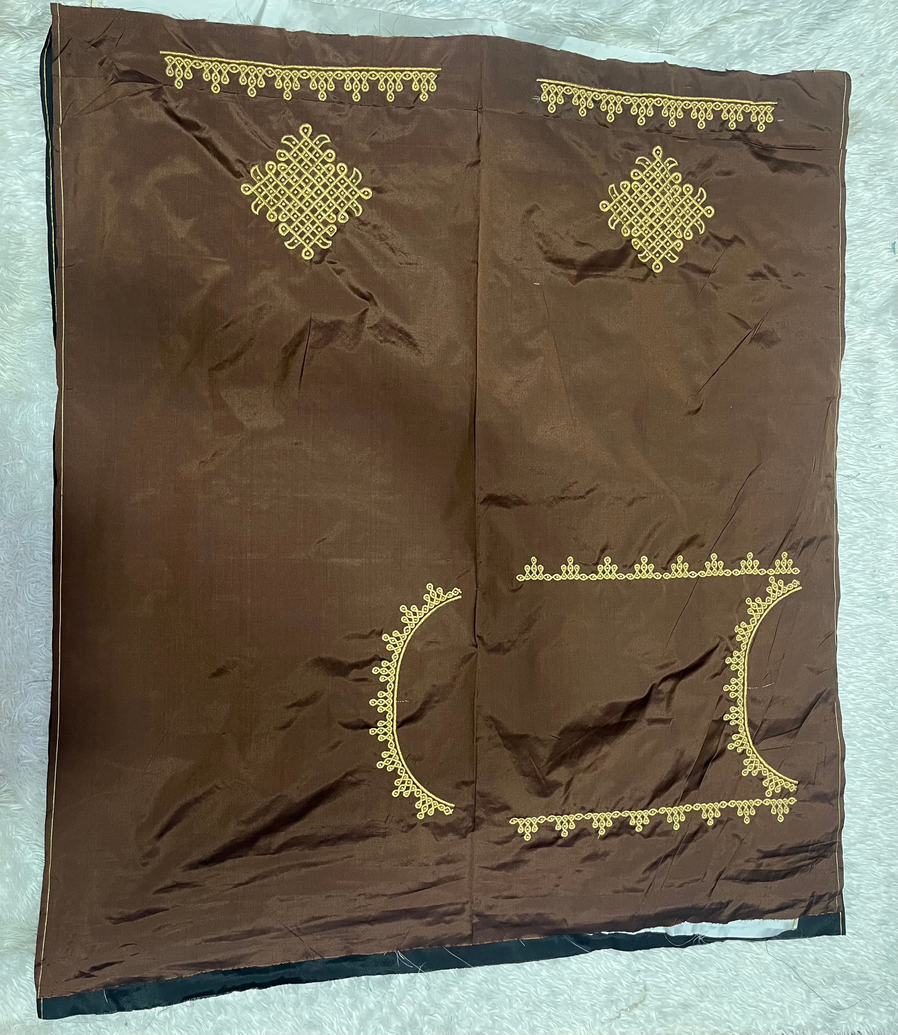 Kolam design ( brown ) computer work blouse ( K450 )