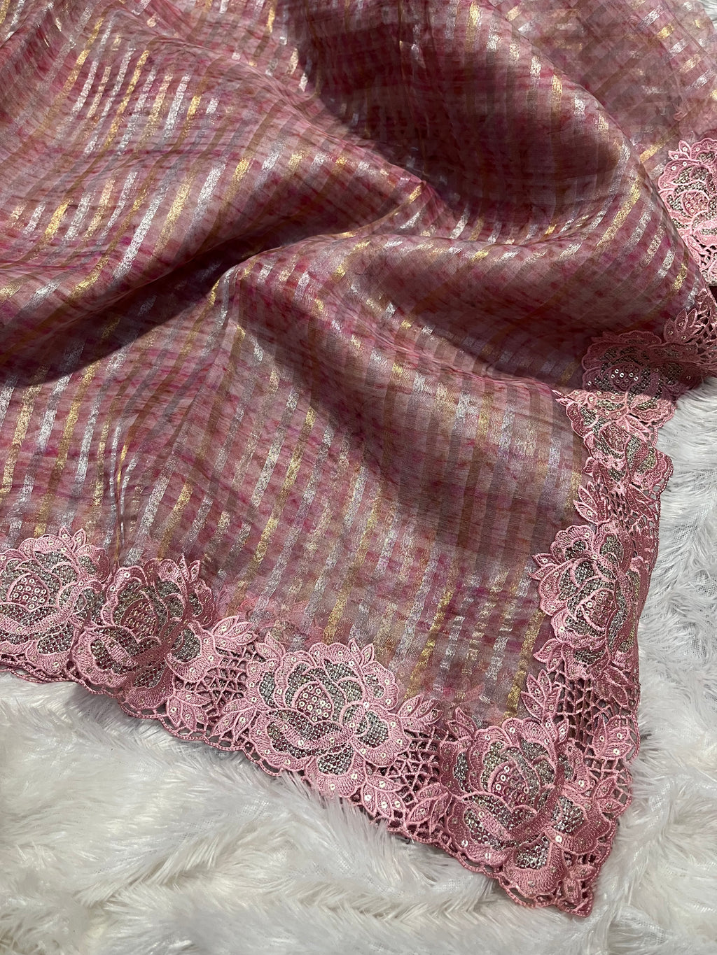 Designer lace work saree