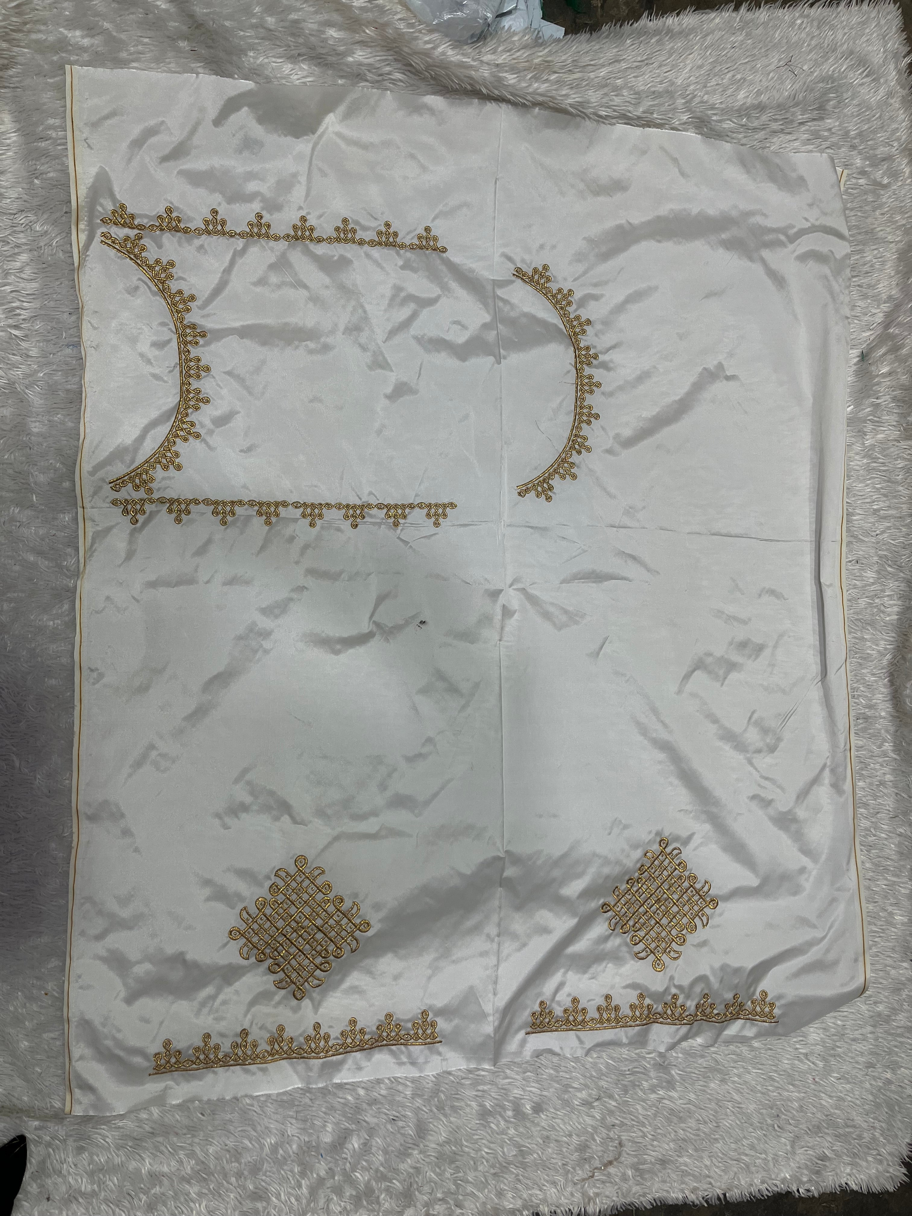 Kolam design ( off white) computer work blouse ( K450 )